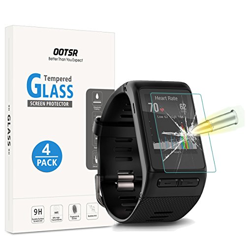 OOTSR (4 Piezas Protector de Pantalla para Garmin Vivoactive HR Cristal Templado para Garmin Vivoactive HR [Alta definición] [Resistente a los arañazos]