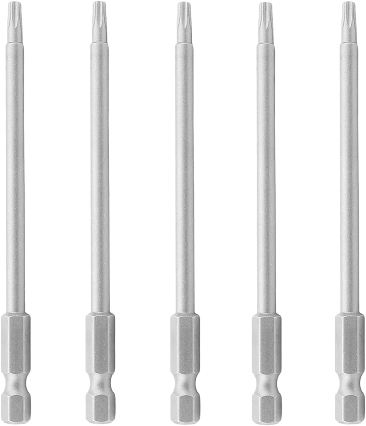 Utoolmart Torx Screwdriver Bits, T15 Magnetic Torx Head Screw Driver Bit, with 1/4 Inch Hex Shank, 100mm Length S2 Steel Screw Driver Kit Tools, for Repair Work, 5 Pcs