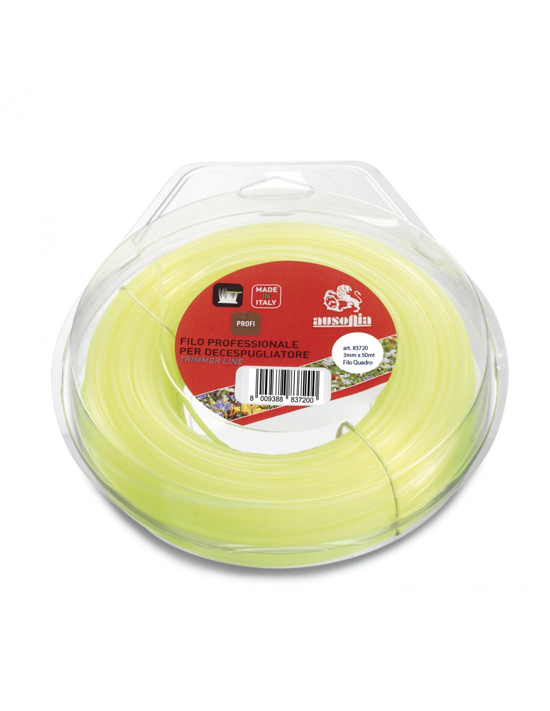 AUSONIA - 83720 Bobina Hilo para cortabordes cortacespedes y desbrozadora Cuadrado Amarillo 3,0 mm x 50 m