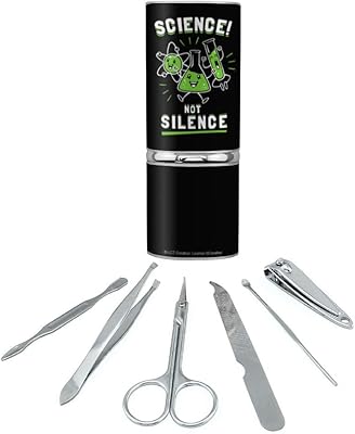 Science Not Silence Funny Humor Stainless Steel Manicure Pedicure Grooming Beauty Care Travel Kit