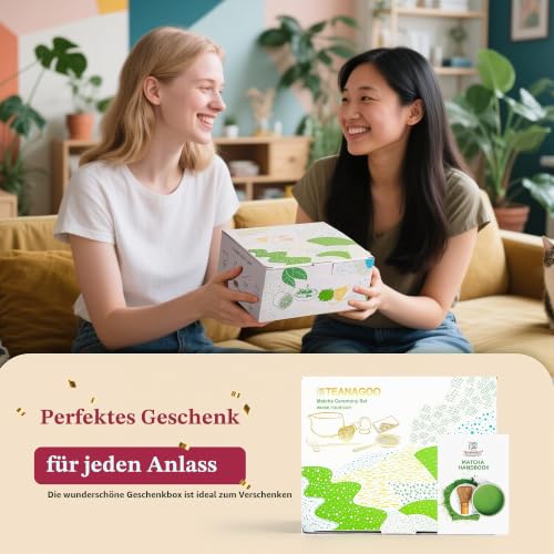 TEANAGOO Matcha Set mit Ausgießer, Weiß, Keramikschale, Bambusbesen – Ansicht 6