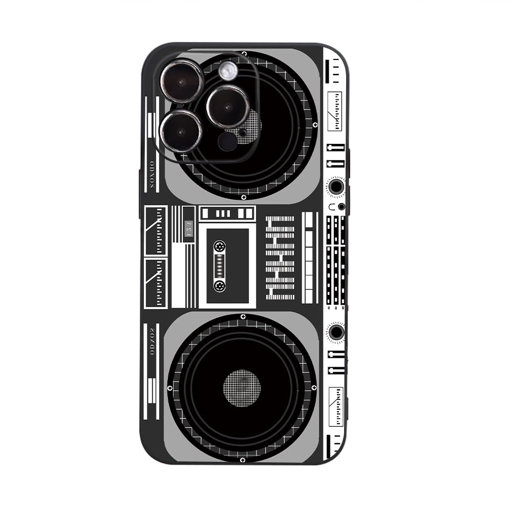 TYOROY Retro Tape Recorder Soft Case for iPhone 14 Pro Max 6.7 inch 2022,Painting Retro Tape Recorder Pattern Camera Lens Protection Soft TPU