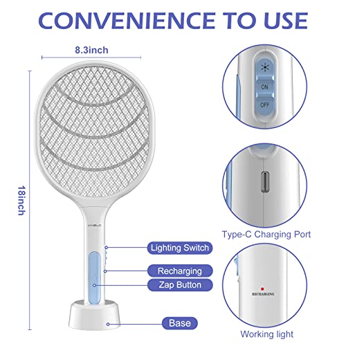 Bug Zapper Racket, Electric Fly Swatter Racket, 3000 Volt Rechargeable Fly Zapper Mosquito Killer With Usb Charging Cable For Indoor And Outdoor #TOP4