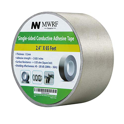 Image of MWRF Source Conductive Cloth Fabric Adhesive Faraday Tape (2.4-inch x 65ft); EMI Grounding; RFID Signal Attenuation; Radio Frequency Signal Attenuation; Guitar Interference Shielding