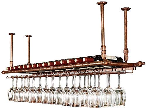 Porte-verres à pied et support de plafond pour bouteilles de vin en fer