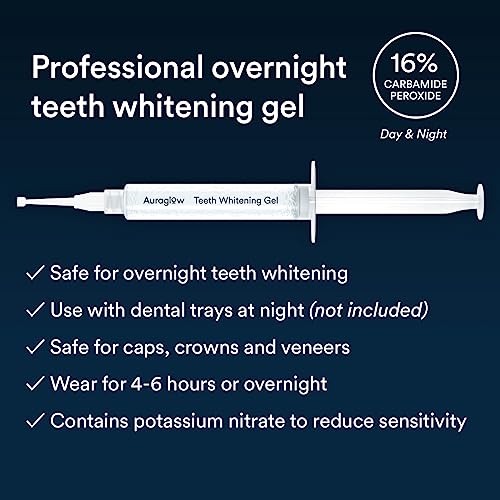 Auraglow 16% Overnight Teeth Whitening Gel Syringe Refills, 16% Carbamide Peroxide, Overnight Teeth Whitening Gel, 30 Whitening Treatments, (3) 5mL Whitening Gel Syringes, Contains Potassium Nitrate - Image 5
