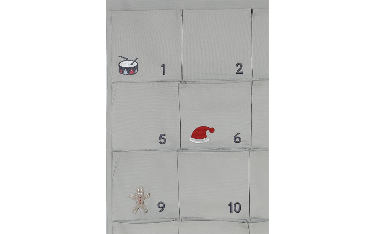 Kindsgut Adventskalender aus 100% Baumwolle zum Befüllen, für Kinder und Klein-Kinder, mit 24 Türchen zum Aufmachen und Öffnen, dezente Farben und schlichtes Design