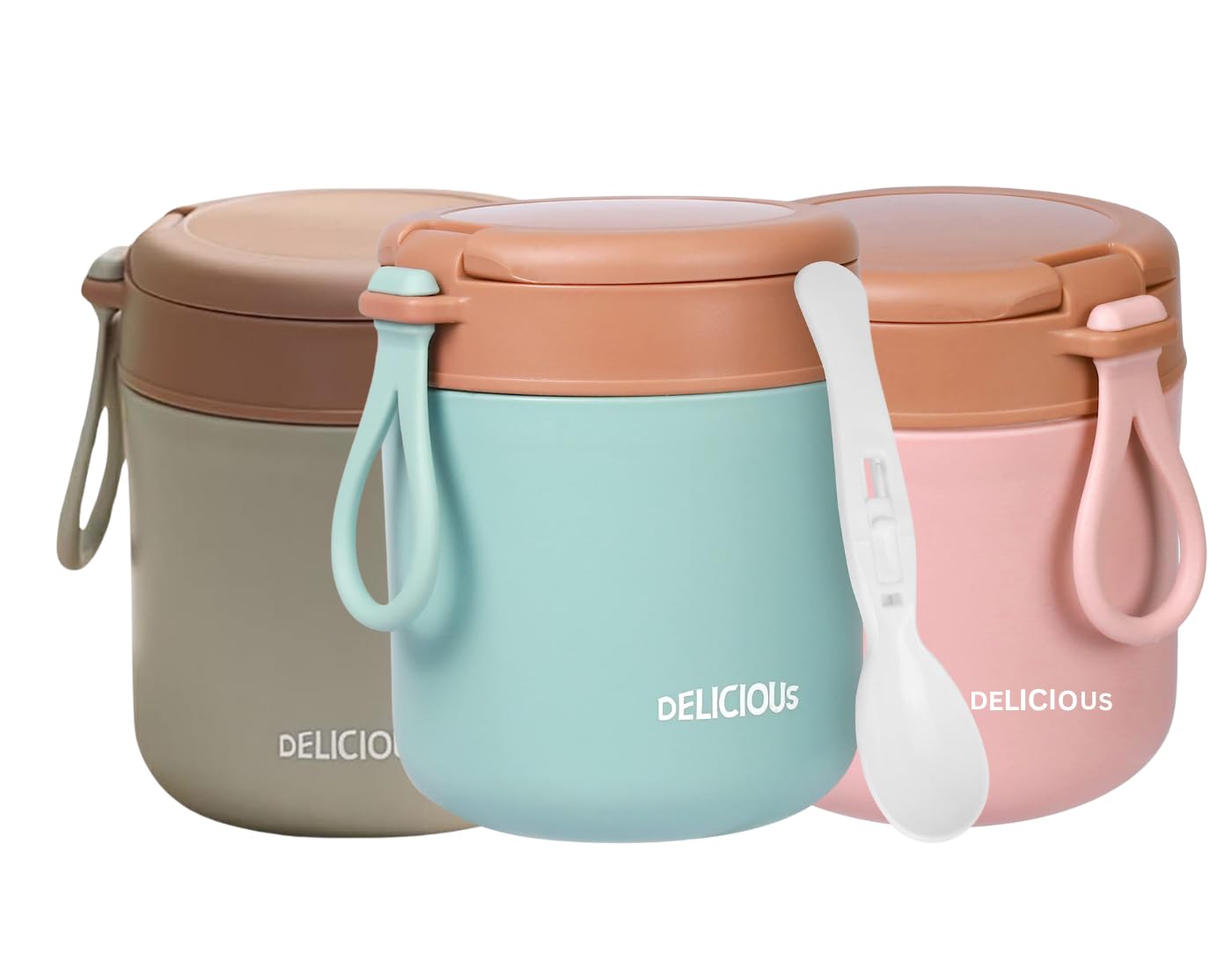 Tabletext Vacuum Insulated Food Jar For Kids with Foldable Spoon,Stainless Steel Thermal Food Container Food Thermos Soup Cup Leak Proof Hot Cold Food for School Office Picnic Travel Outdoors (Blue)