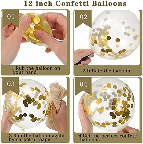 Birthday Decoration Set Happy Birthday Bunting Banner Balloons, Black Gold Ballon Party Decorations- Happy Birthday Banner, 8 Black Gold Balloons, 4 Confetti Latex Balloons and 2 Ribbons (Black)