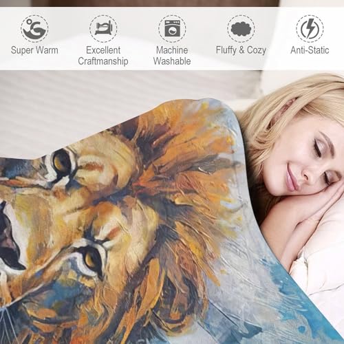 Couverture polaire lion plaid canape flannel doux lit chaud 130x150
