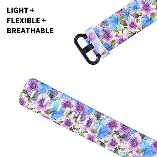 FunBand Compatible with Fitbit Charge 3/Charge 4 Strap Bands,Unique Elegant Floral Pattern Printed Soft Silicone Sport Adjustable Replacement Bracelet for Charge 3/Charge 4 Fitness Activity Wristband - Image 4