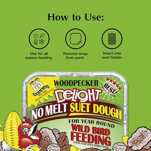 Image of C&S Woodpecker Delight No Melt Suet Dough, Suet Cakes for Wild Birds Including Woodpeckers, Flickers and More, 11.75 Ounces, Pack of 8