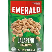 Emerald Nuts, Jalapeno Cashews, 5 Oz, Resealable Bag Pack of 12