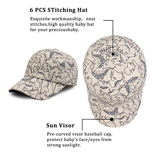 Jangannsa Dinosaur Boys Girls Caps Waterproof Quick-Dry Baseball Caps For Boys Girls Toddler Kids Beach Hat Spring Summer Autumn 2-6Y(Beige Dinosaure,2-6 Years) #TOP2
