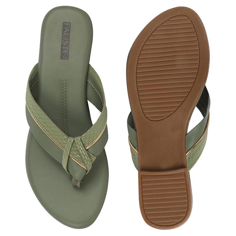 Image of FAUSTO Women's T-Strap Thong Slip On Flats Slippers