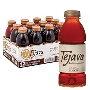 Tejava Original Unsweetened Black Iced Tea, 12 Pack, 16.9oz PET Bottles, Non-GMO, Kosher, No Sugar or Sweeteners, No calories, No Preservatives, Brewed in Small Batches