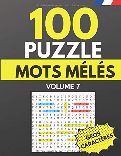 Télécharger 100 Puzzle Mots mélés Volume 7: Mots Cachés Pour Adultes|Livre De Puzzle Gros Caractères Thémat Livre eBook France