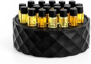 Faceted Vanity Tray Organizer – Perfume Sample Holder for 2ml Vials, Fragrance Display Stand, Cologne Sample, Dresser, Bathroom Countertop, Gift for Fragrance Lovers (Black, 2mL Perfume Samples)