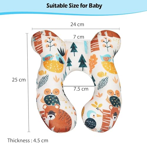 Image of Gordon Baby Head Shaping Pillow for New Born - Neck and Shoulder Support Pillow Ultra-Soft Heart Printed Head Shaper Pillow-P (Multicolor 1)