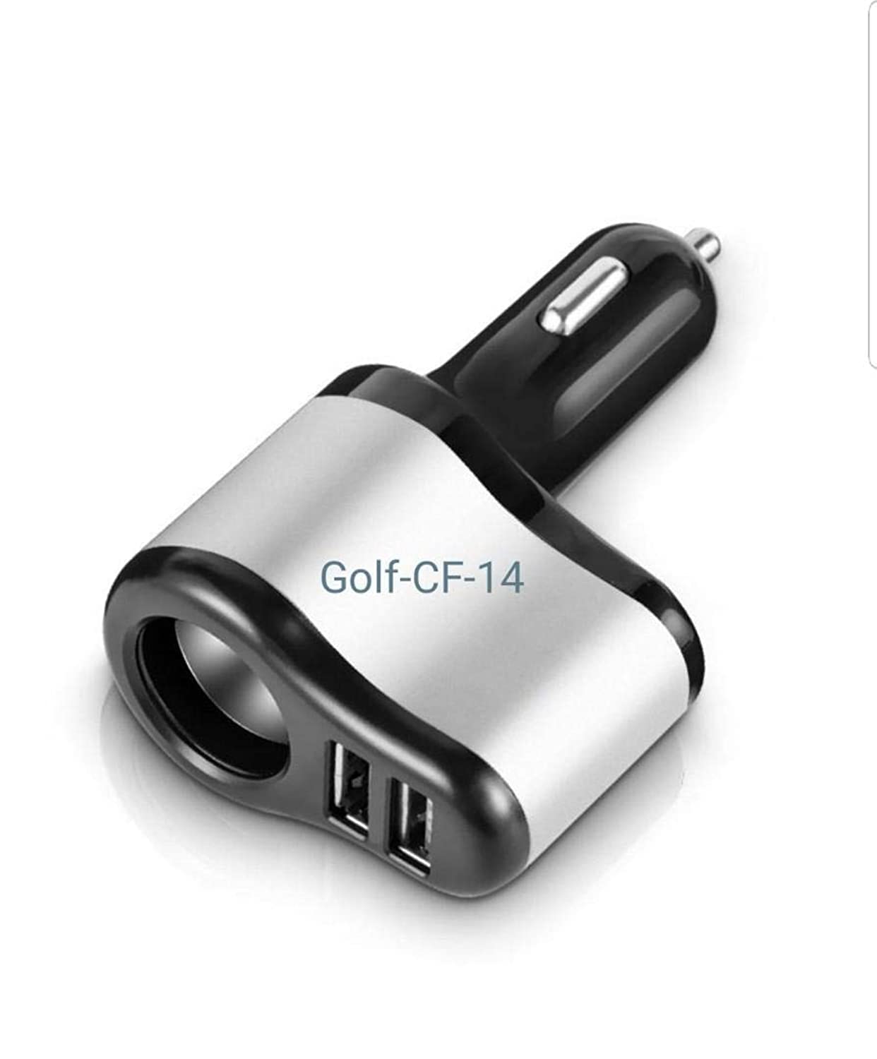 Golf GFC-14 Dual Car Charger Cigarette Lighter Splitter 12/24V Voltage Compatible with iPhone, Samsung, iPad, Tablet, GPS, Suitable for Various Cars