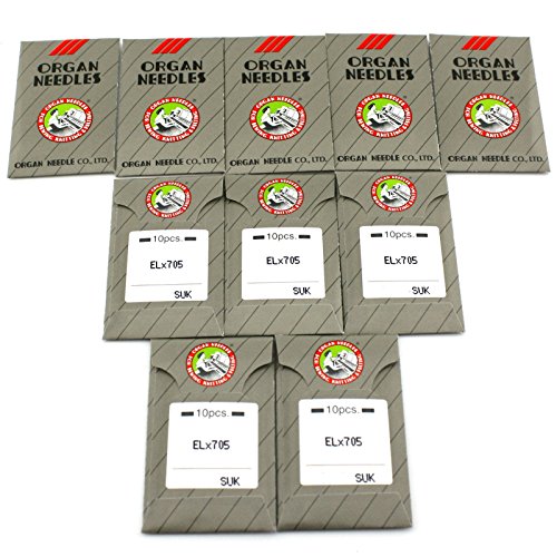 100 Organ ELX705-SUK Ball Point Flat Shank Portable Serger Coverstitch Needles