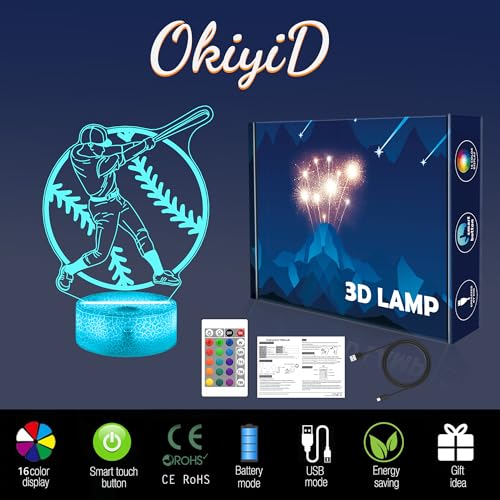 Lámpara de ilusión 3D Baseball con 16 colores control remoto miniatura 6