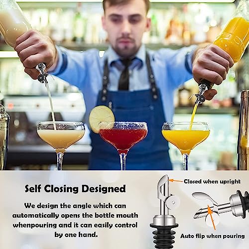 WAFJAMF 4 Pcs Weighted Stainless Steel Bottle Pourers, Self Closing Olive Oil Dispenser Spout - Image 4