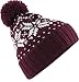 Produktbild Neverless® Strickmütze Herren Norweger Strick-Muster Bommel-Mütze Winter-Mütze Rippstrick Bordeauxrot Unisize