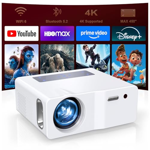 Native 1080P 5G WiFi Bluetooth Projector, FULL HD Portable Outdoor Movie Projector, 4K Supported, 450" Display Video Projector for Home Theater, Compatible with TV Stick Smartphone/HDMI/USB 