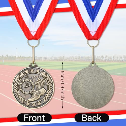 Remuuly 30/60/100 Pcs Track Award Medals Bulk 2'' Trophy Track and Field Medals Running Race First Place with Neck Ribbons Prize Gift for Tournaments Sports Competition Group Adult(Gold,30 Pcs) - Thumbnail 2