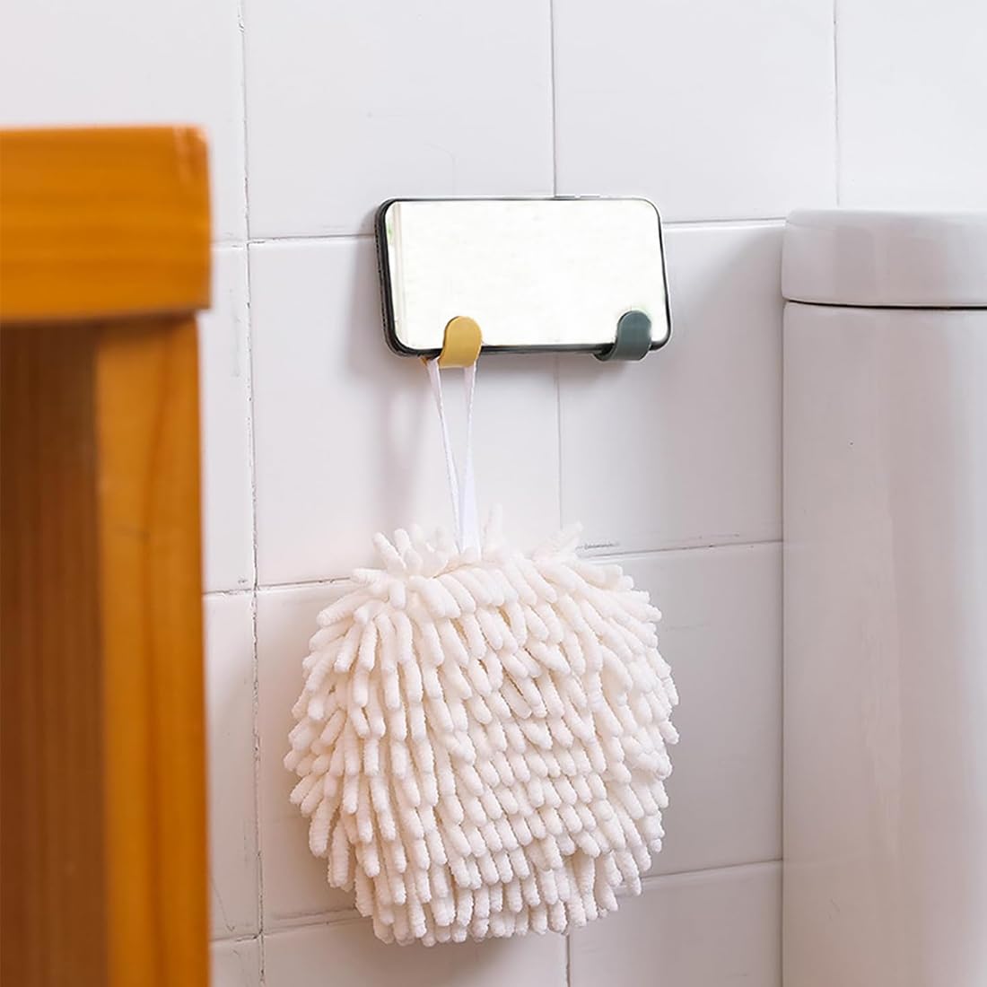 Ganci Adesivi, 6 Pezzi Ganci in Plastica, Ganci da Parete Adesivi, Portasciugamani, per Cucina, Bagno, Soggiorno, Bianco