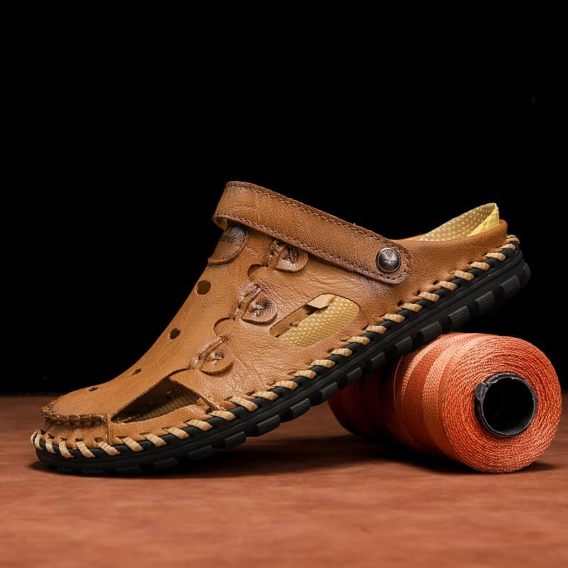Closed Toe Sandals For Men Summer Mens Leather Men's Dress Hiking Man White Black Yellow Brown Size Flip Flops Slippers Shoes