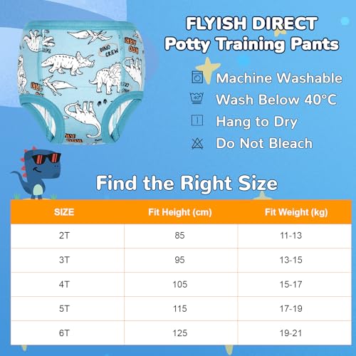 FLYISH DIRECT 6 Packs Potty Training Pants for Boys and Girls, Absorbent and Reusable Potty Training Underwear for Babies and Toddlers, 4 Years, Adventure Journey - Image 3