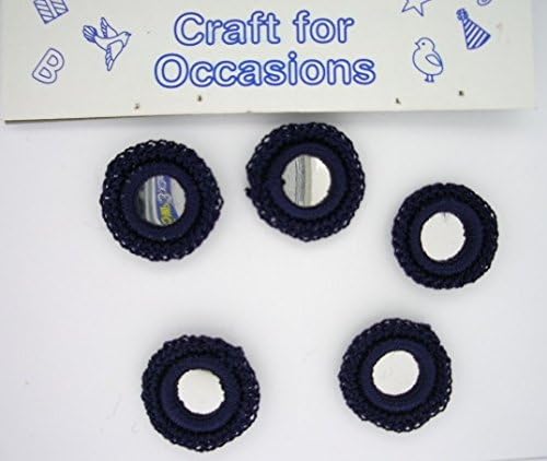 Craft Embellishments - Crochet Edged Mirrors Navy (5 pieces)