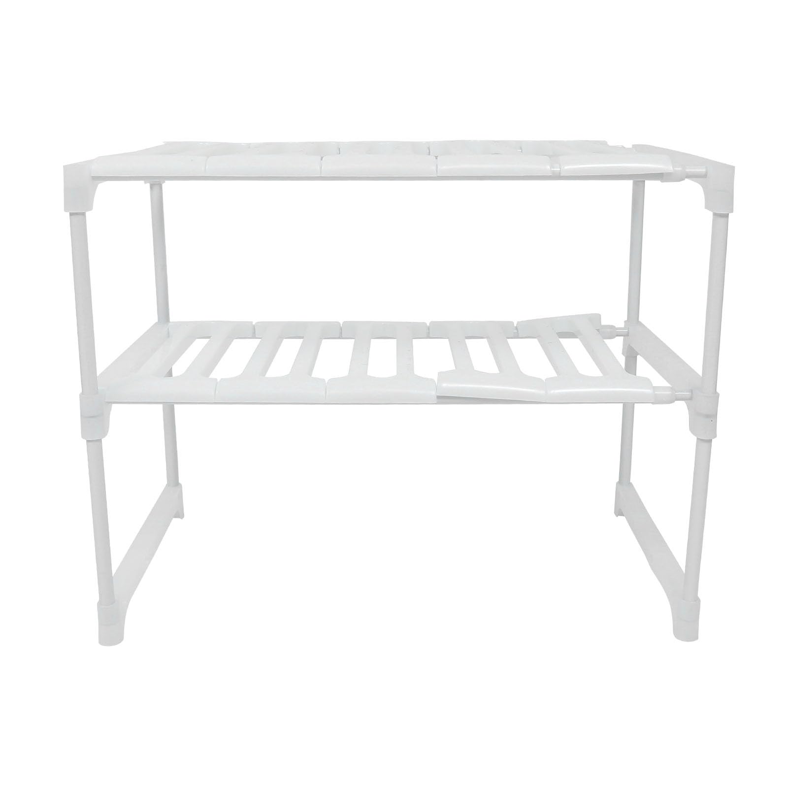 Organiseur extensible blanc pour optimiser le rangement de la cuisine