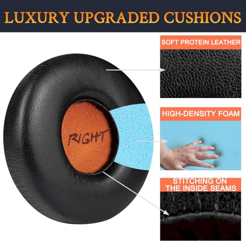 Repuestos profesionales de almohadillas para audífonos Jabra Revo Wireless/Wired, almohadillas con cuero proteico suave y espuma de aislamiento de ruido - Negro miniatura 4