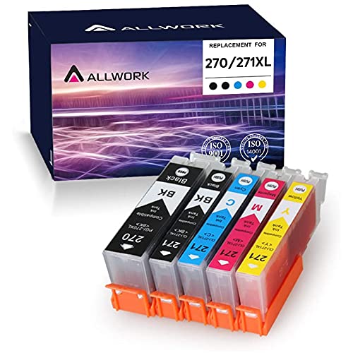 Allwork PGI270XL CLI271XL Compatible Ink Cartridges Replacement for Canon 270 271 PGI-270XL CLI-271XL Works with Canon PIXMA TS6020 9020 5020 8020 MG7720 6821 5720 6820 5722 6800 5700 6822 5(KKCMY)