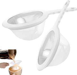 2 Stück Küchensieb Kunststoff (120/200 Mesh) Extra Feinmaschiges Sieb Fein Nylonmaschen Feines Sieb mit Griff，Geeignet zum...