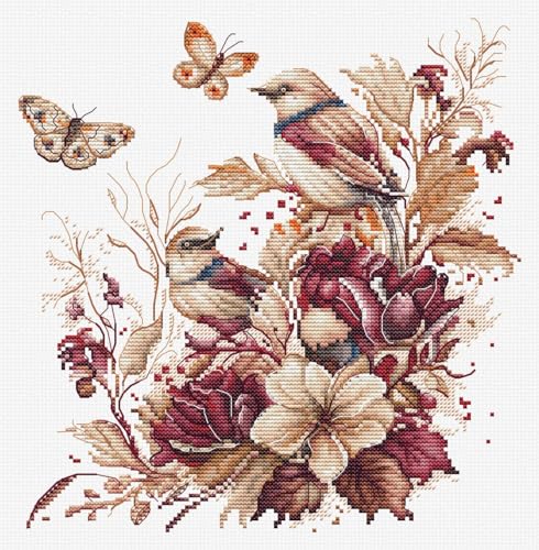 Image of Thre Birds-Autumn B2419L Counted Cross-Stitch Kit
