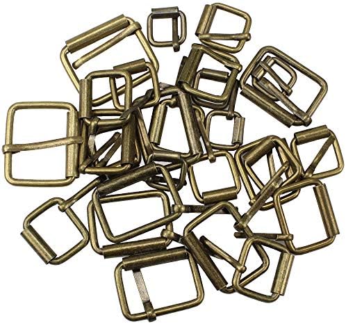 Hysagtek 60 Pcs Bronze Metal Roller Buckles Belts Hardware Pin Buckle for Bags Leather Belt Strap Hand DIY Accessories, 6 Size - 1.3/1.18/1/ 0.79/0.67/0.51 Inch