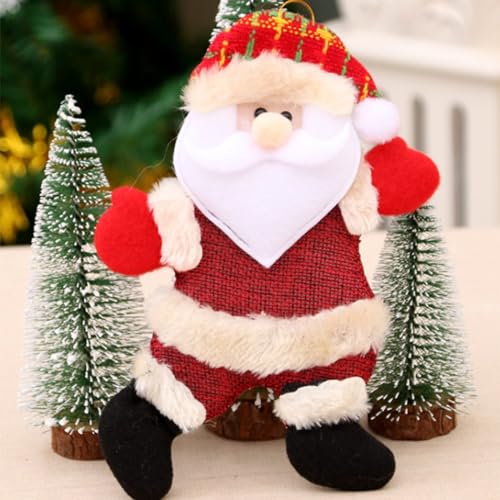 Kit 8 Bonecos Pendurar Árvore Natal Decoração Enfeites Pelúcia Natalino Papai Noel Decorada Luxo Fes