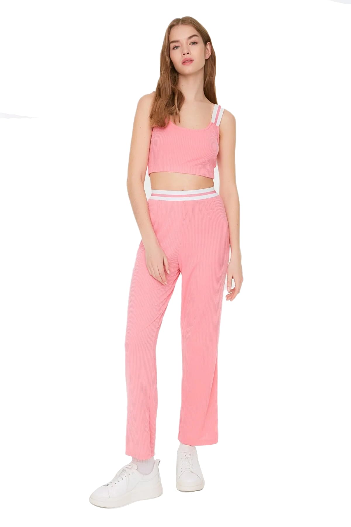 Trendyol Women Loungewear Normal Waist Straight Leg Trousers Pink
