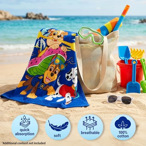 Paw Patrol Badeponcho Kinder mit Kapuze 3-8 Jahre, 100% Baumwolle Kapuzenhandtuch Jungen, Sommer Kapuze Handtücher, Badetuch Poncho für Strand Pool, Geschenke für Kinder (Blau Paw Patrol)