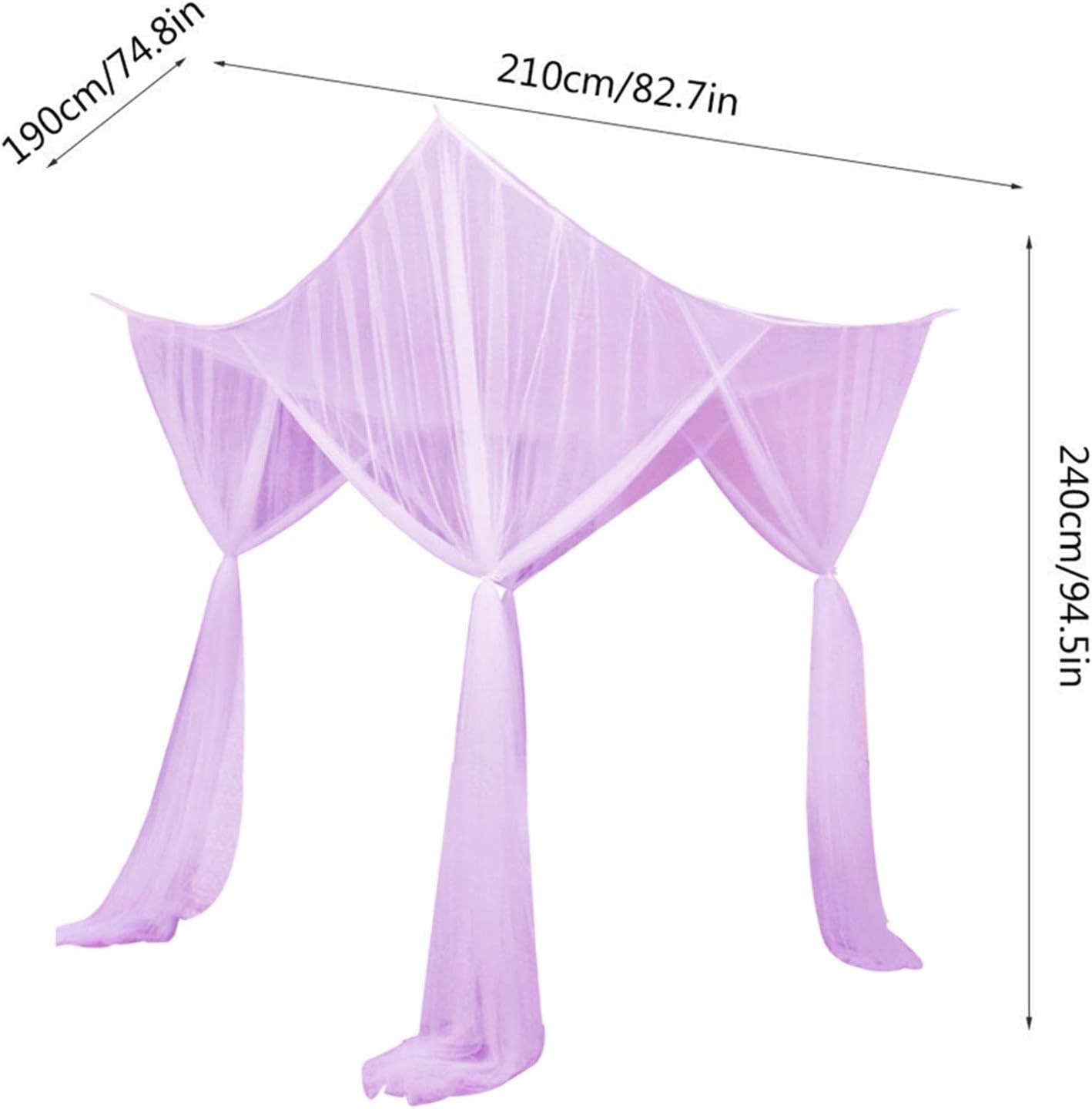 4 Corner Bed Post Bed Canopy Curtains Purple Bed Canopy Net, Breathable Mesh Away from Mosquitoes Design Bed Canopy Net