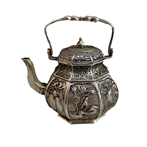 Tetera de cobre Artesanía Adornos Lucky antiguo decoración del hogar Flores Octaedro el crisol de cobre Cover