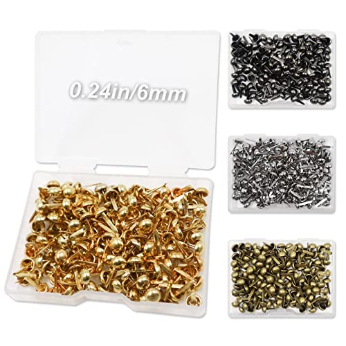 Modixun 600pcs Brads Round Fasteners, 4 Colors Paper Fasteners with Storage Box, Metal Mini Brads Fasteners Split Pins for Art Craft Scrapbooking DIY Supplies, 6mm×12mm