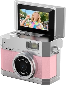 Digital Camera with 0.96 Inch Flip Screen and Type-C Charging Portable Thumb-Sized Keychain for camcorder for Travel Vlog Party(Orange)