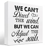 z-crange We Can't Direct The Wind But We Can Adjust The Sails Wood Box Sign Decor Desk Sign,Inspirat