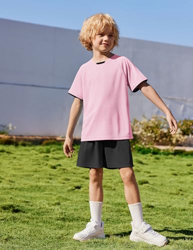 Image of Arshiner Boys Loose Athletic Set Crew Neck T-Shirt & Mesh Short 4-13 Years | Boys Loose Athletic Shorts Set Performance Crew Neck T-Shirt and Mesh Short Outfits Lightweight & Breathable