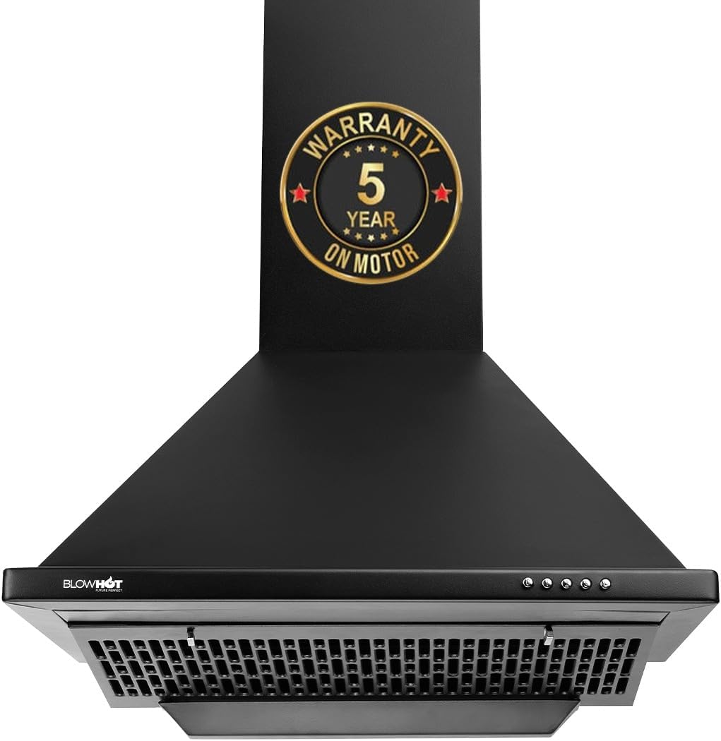 - BLOWHOT 60cm 1150 m/h Power Chimney for kitchen, 3 Speed Push Control, Filterless technology, LED Lights, 5-Year Motor Warranty by Blowhot - IRISH S BPC Plus, Black